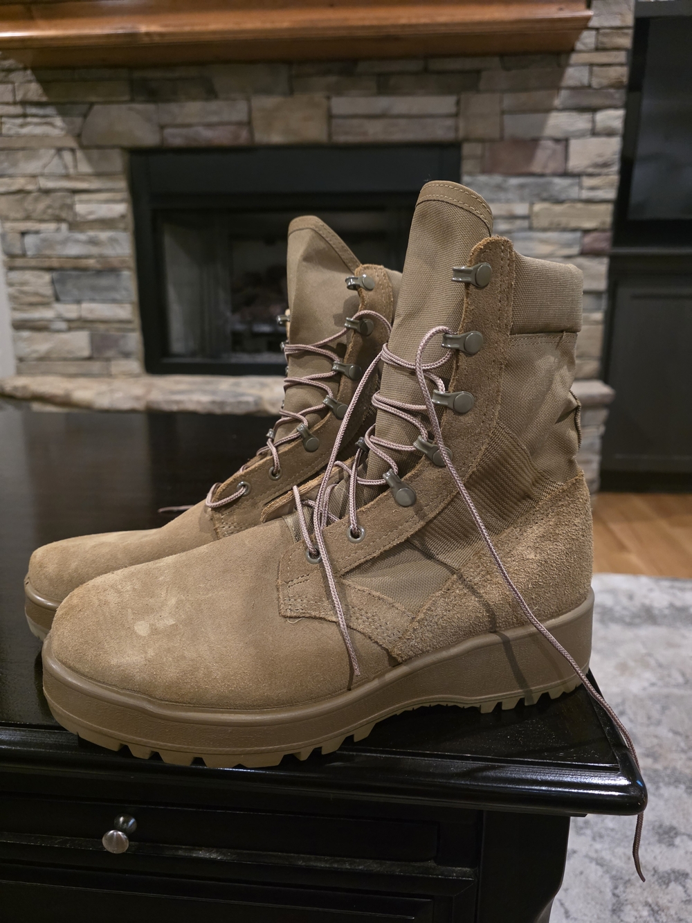 Vibram Tan Suede Tactical Lace-Up Boots-New